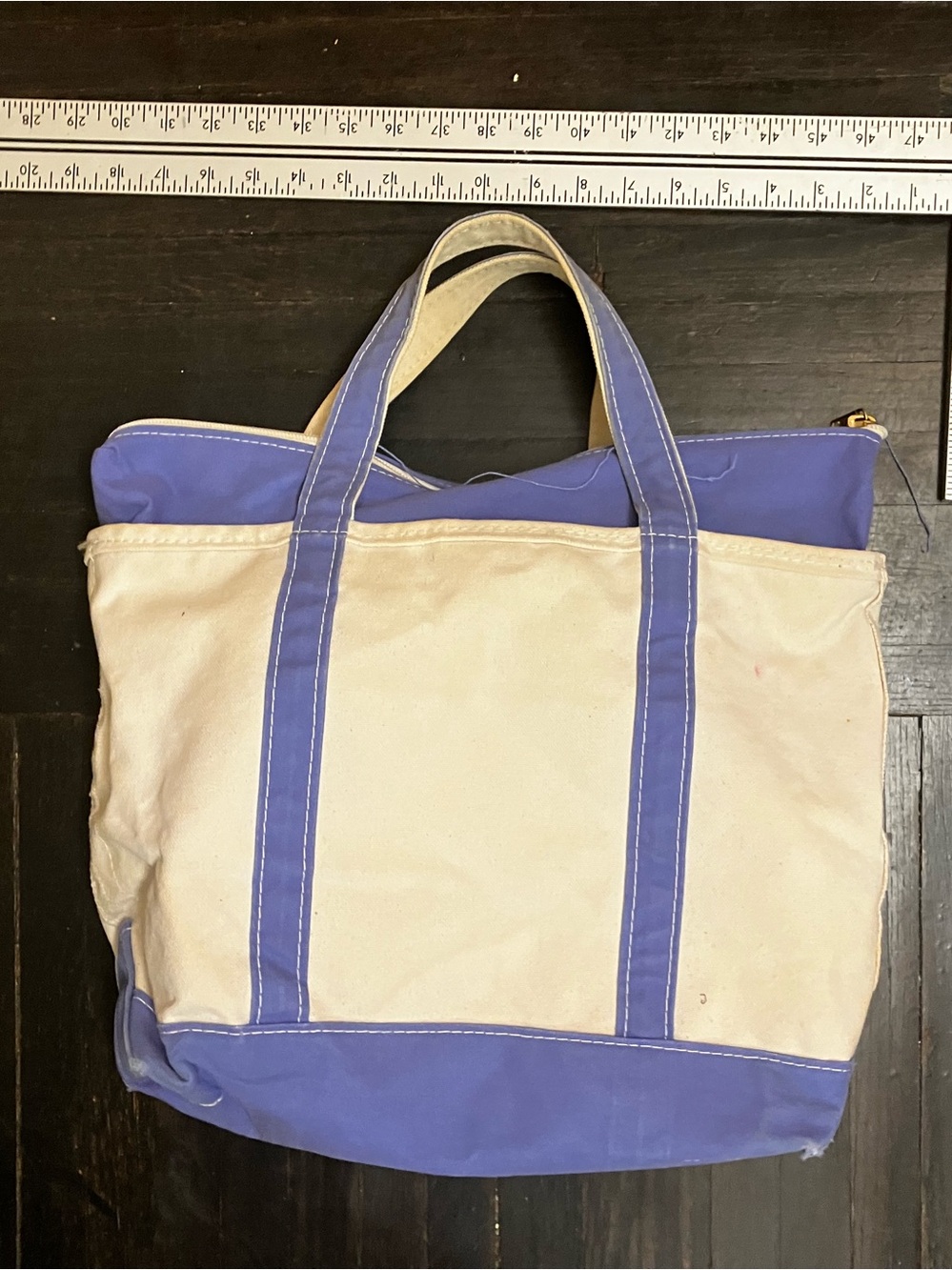 Canvas Tote Bag in Cream and Periwinkle LL bean boat and tote